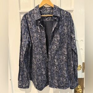 French Connection Blue Patterned Shirt Jacket